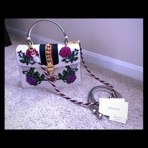Sylvie Gucci embroidered medium top handle bag